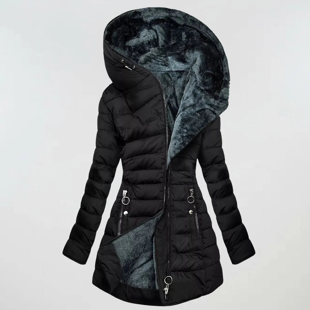 The Sora — Quilted Puffer with Rabbit Fur Collar