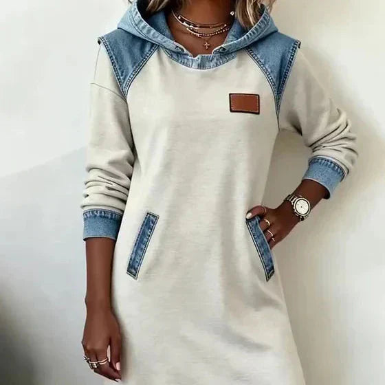Alexa | Robe sweat à capuche confortable avec contraste