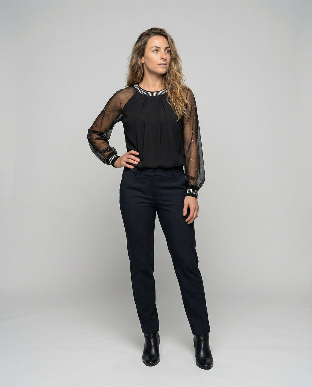 Liora Top — Midnight Mesh & Sequin
