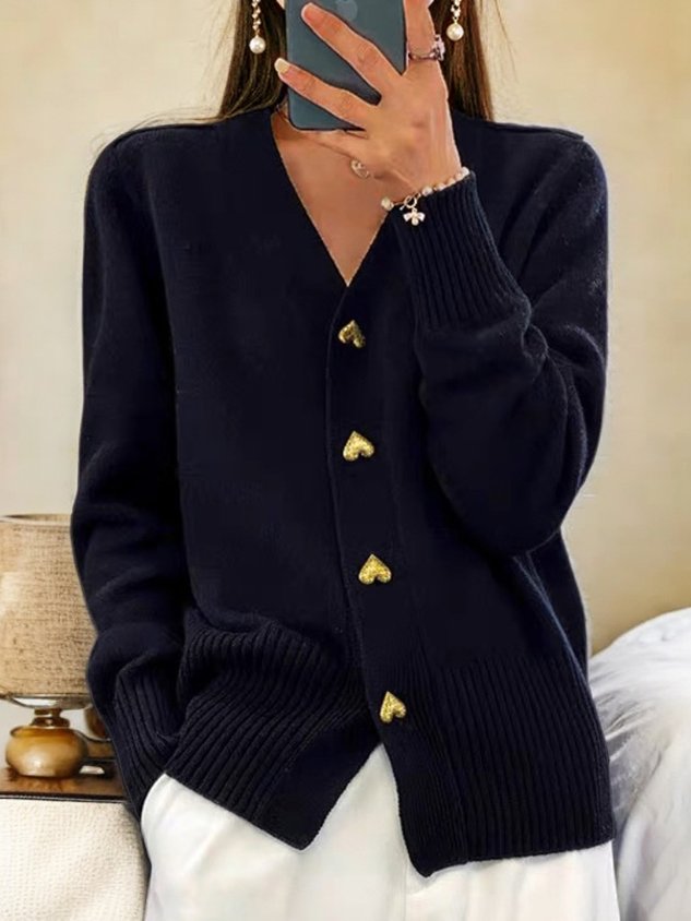 Liora Cardigan — Heart Gold Buttons