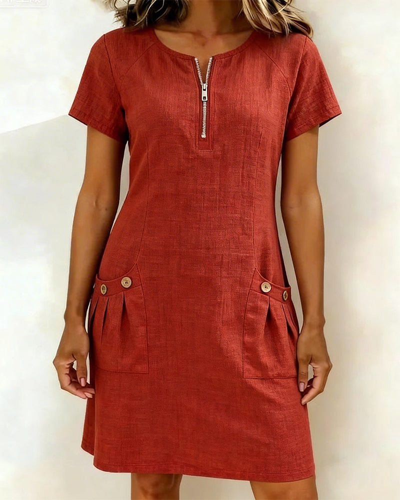 Bonnie™ | Robe en coton avec poches avant à fermeture éclair
