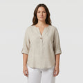 The Norah — Chalk Linen-Blend Blouse