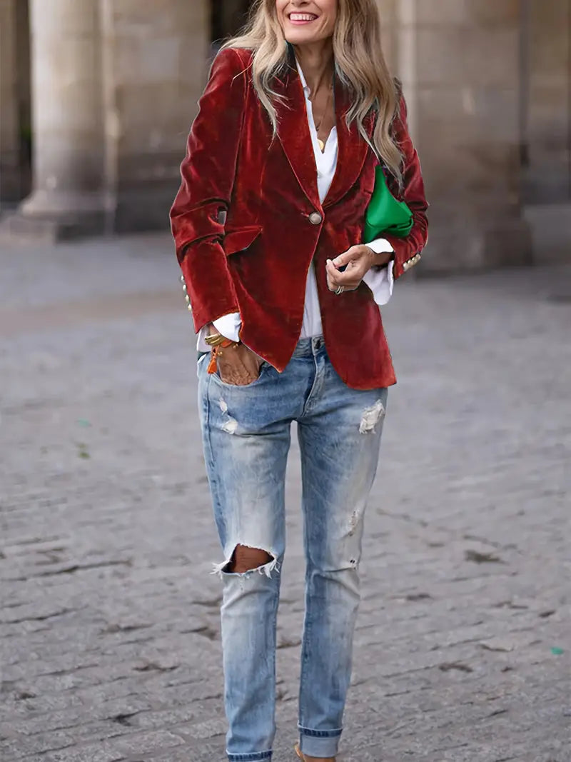 The Isola Velvet Blazer — Midnight