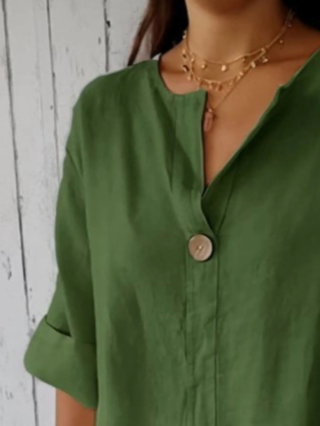 The Norah — Chalk Linen-Blend Blouse