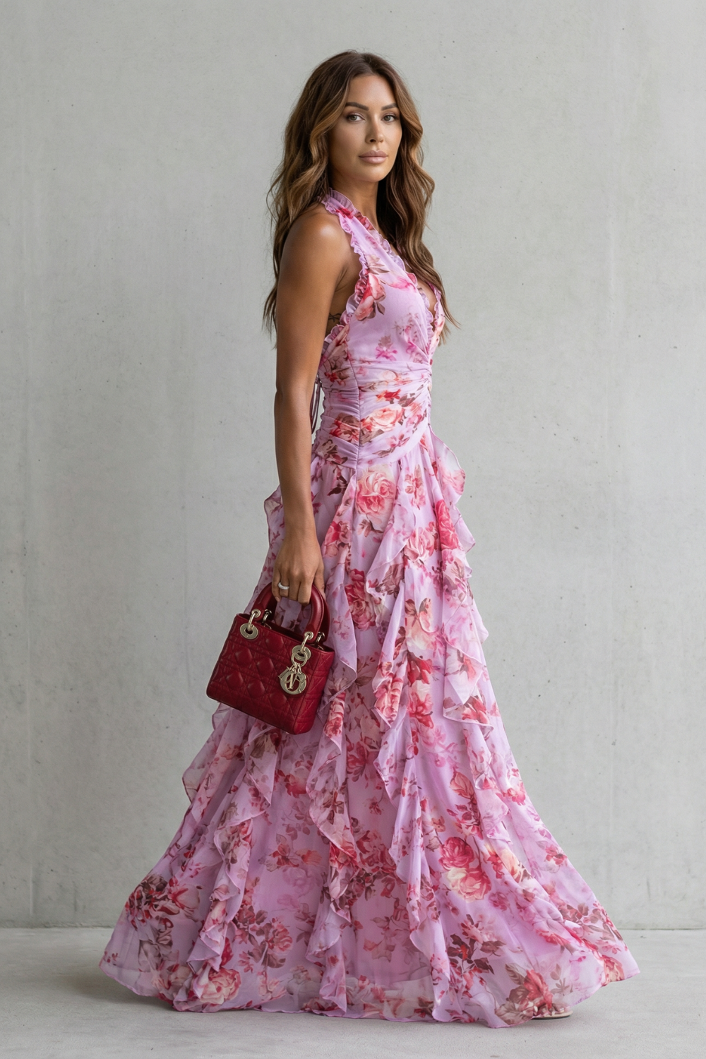 Robe longue élégante à col halter – Maison Claire et Sylvie