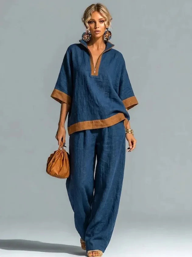Ensemble coordonné pour femme style lin vintage