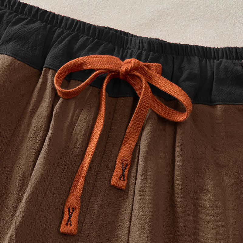 Pantalon Harem Décontracté en Coton à Cordon, Uni, avec Poches, Printemps, Femme, Style Pierres de Bouddha