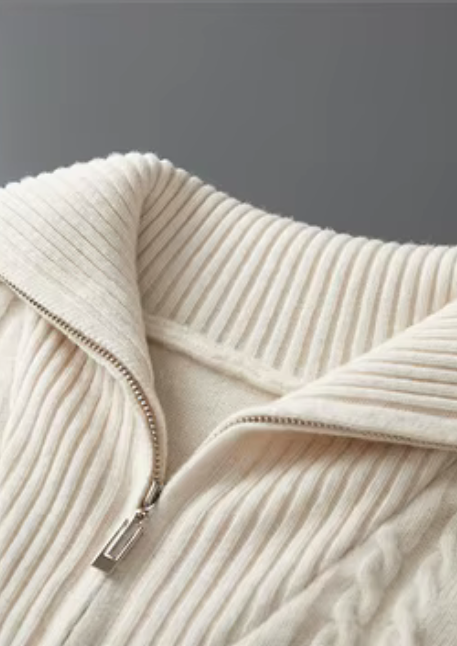 Pull-over à demi-fermeture éclair rayé en laine mérinos extra-fine pure