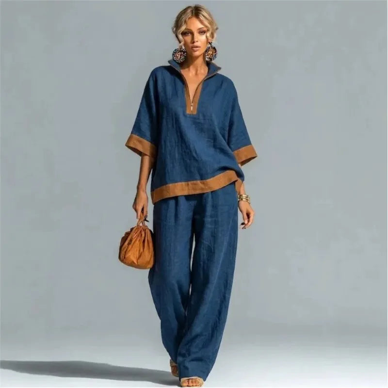 Ensemble coordonné pour femme style lin vintage
