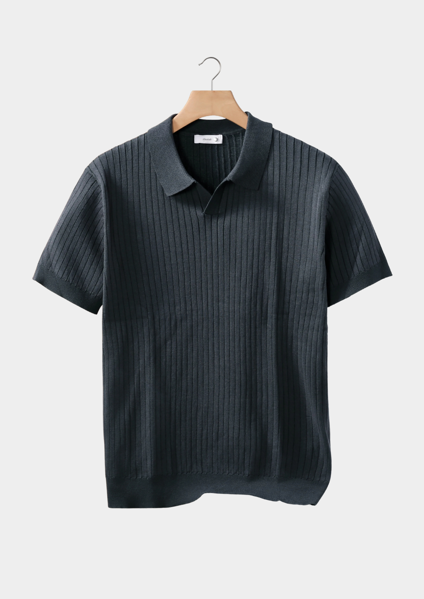 Polo côtelé gris foncé sans boutons