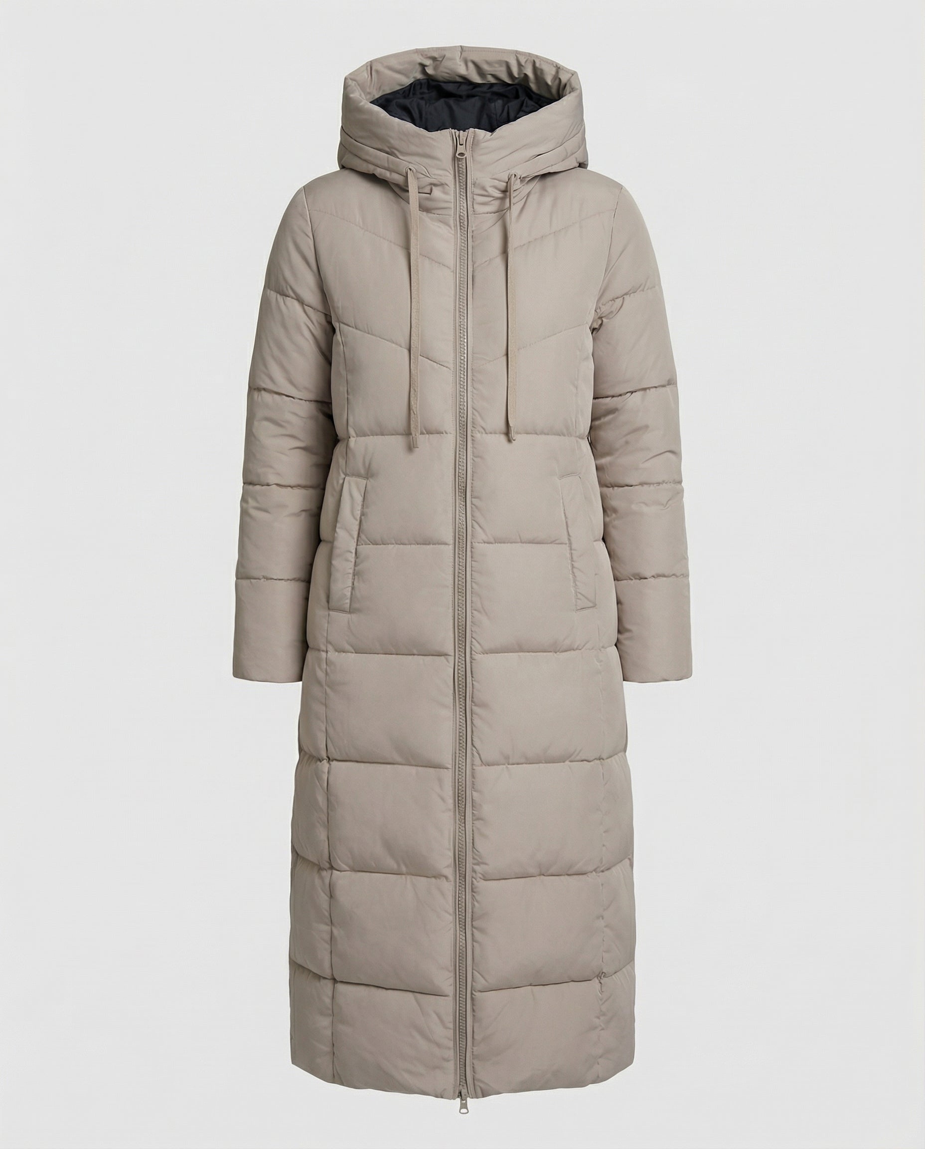 Idris — Khaki Longline Puffer Coat