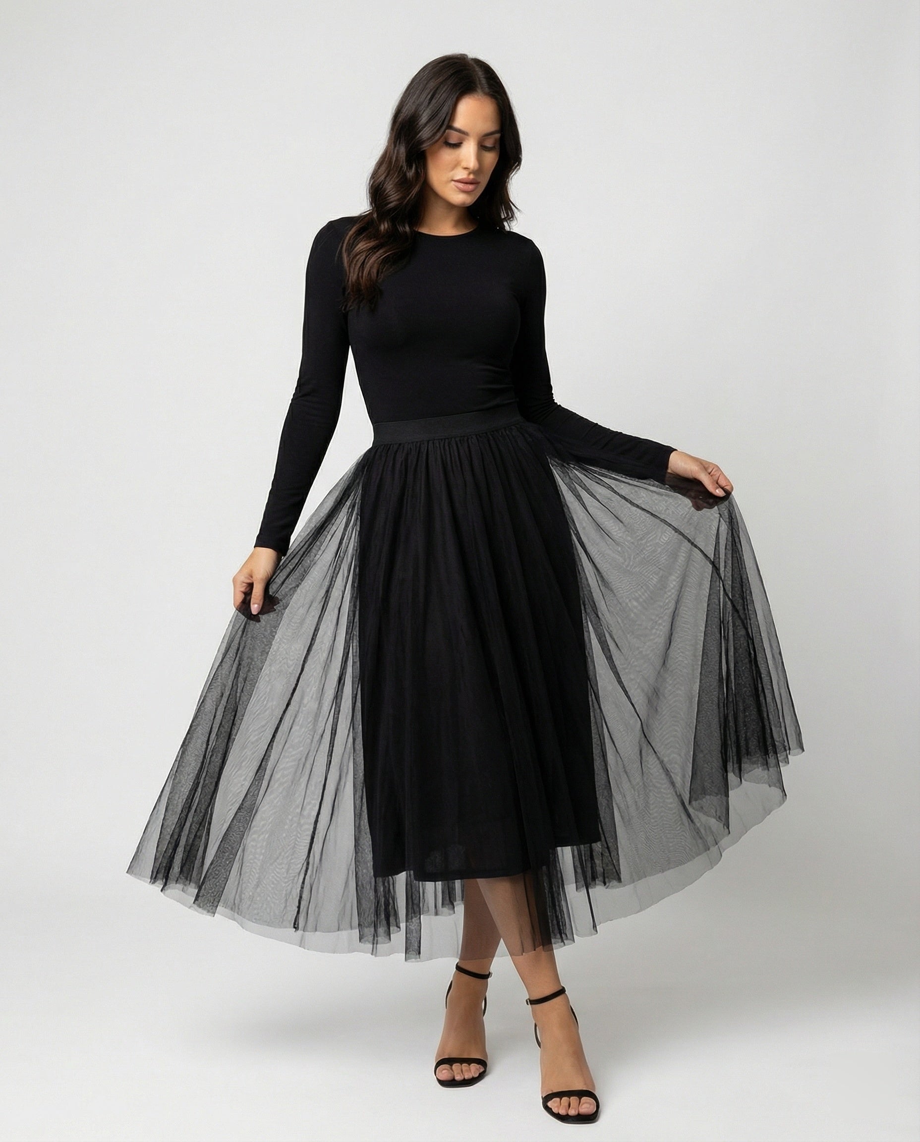Flora Skirt — Black Tulle