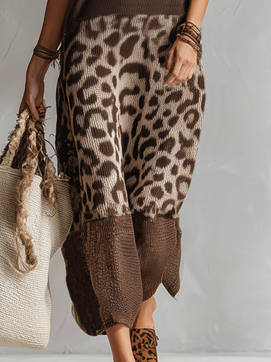 Amelia™ | Robe Midi en Maille Léopard
