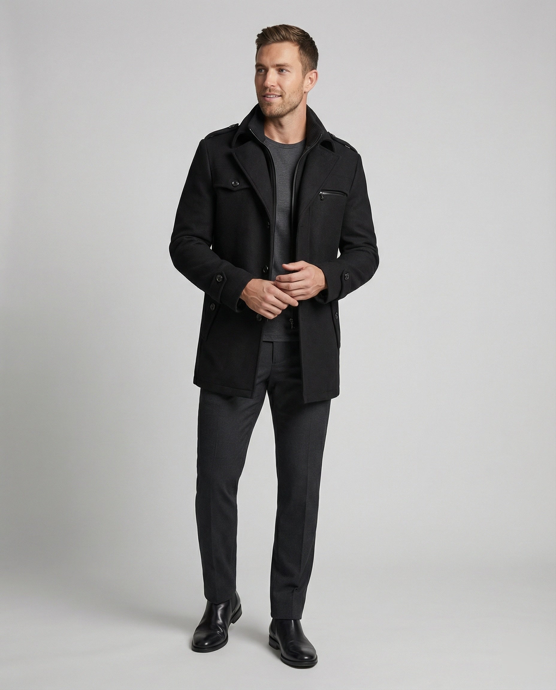 Bernd Field Coat — Onyx Wool Blend