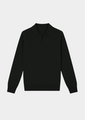 Polo noir sans boutons avec texture côtelée