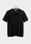 Polo noir côtelé sans boutons
