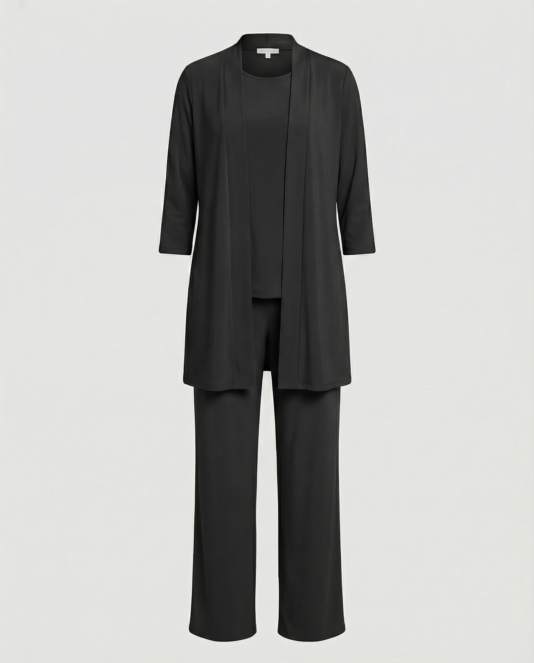 The Liora Set — Slate Open-Front Cardigan & Wide-Leg Pants