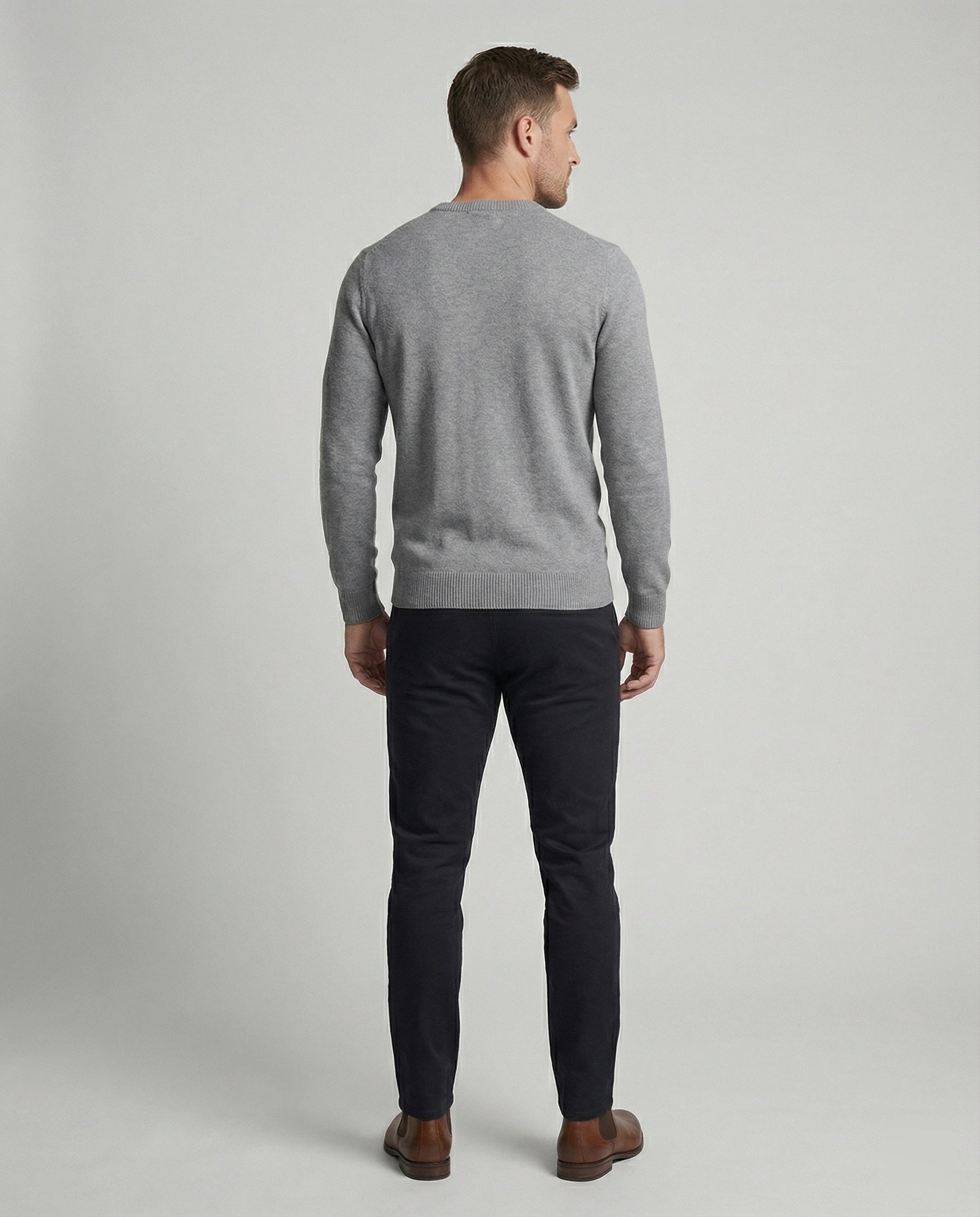 Elian V-Neck Knit — Light Gray