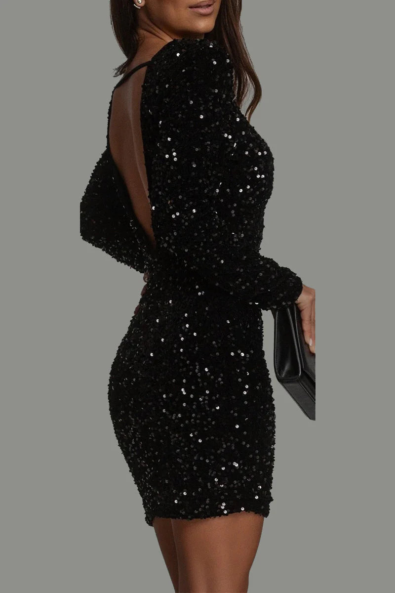 Isadora — Noir Sequin Mini Dress