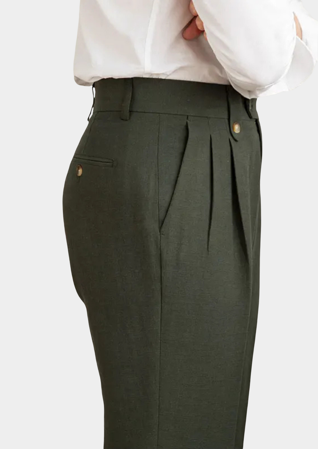 PANTALONS CÔTIERS PLISSÉS CAGLIARI - Olive