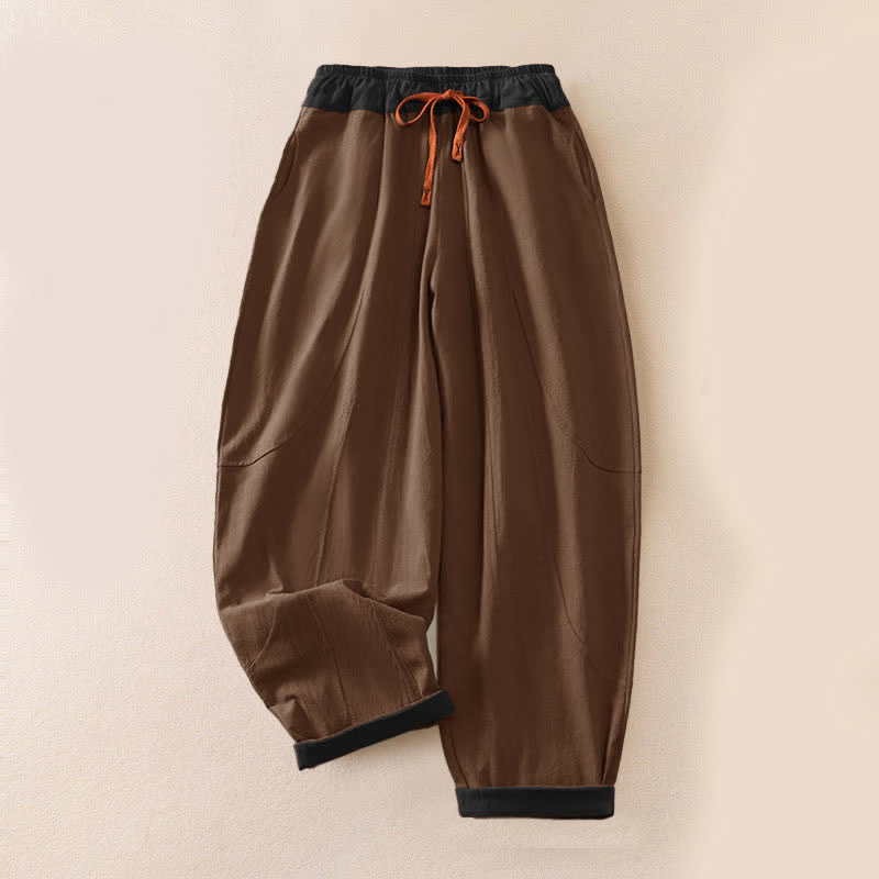 Pantalon Harem Décontracté en Coton à Cordon, Uni, avec Poches, Printemps, Femme, Style Pierres de Bouddha