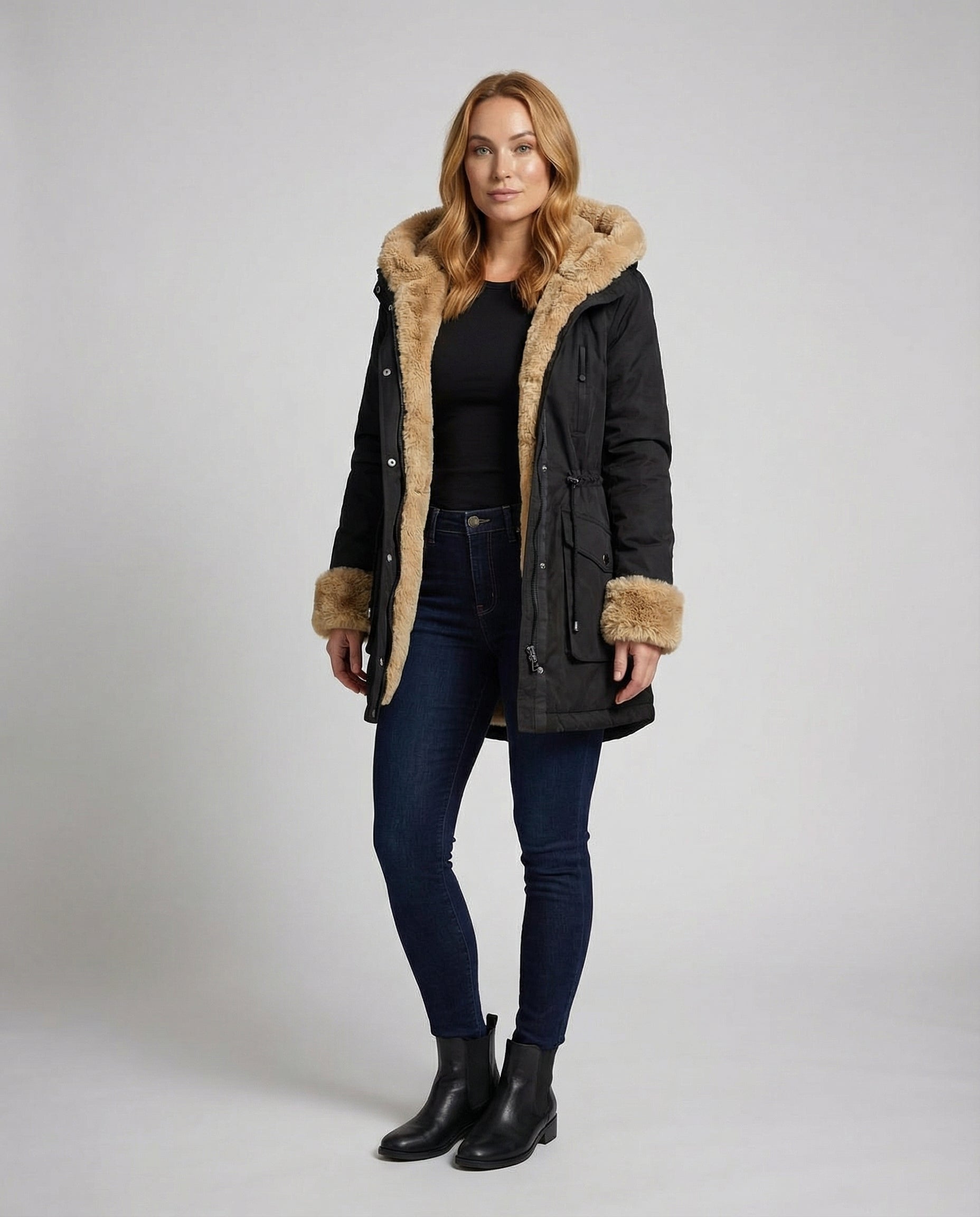 The Kiona Parka — Midnight Fur Lined Hood