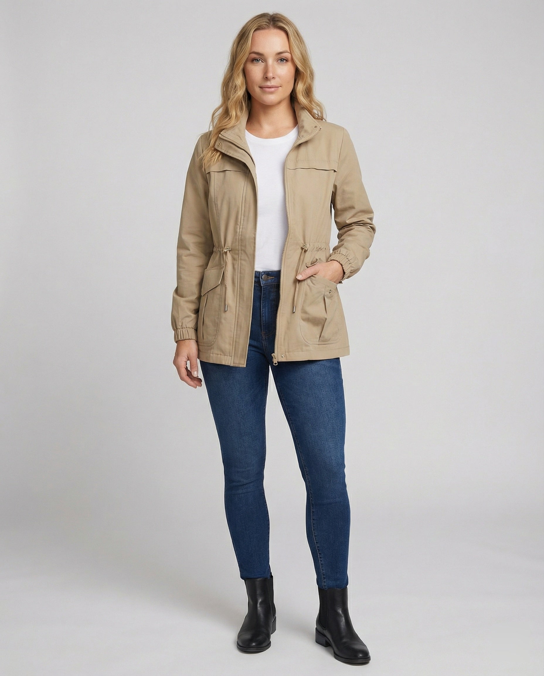 Elara Utility Jacket — Khaki