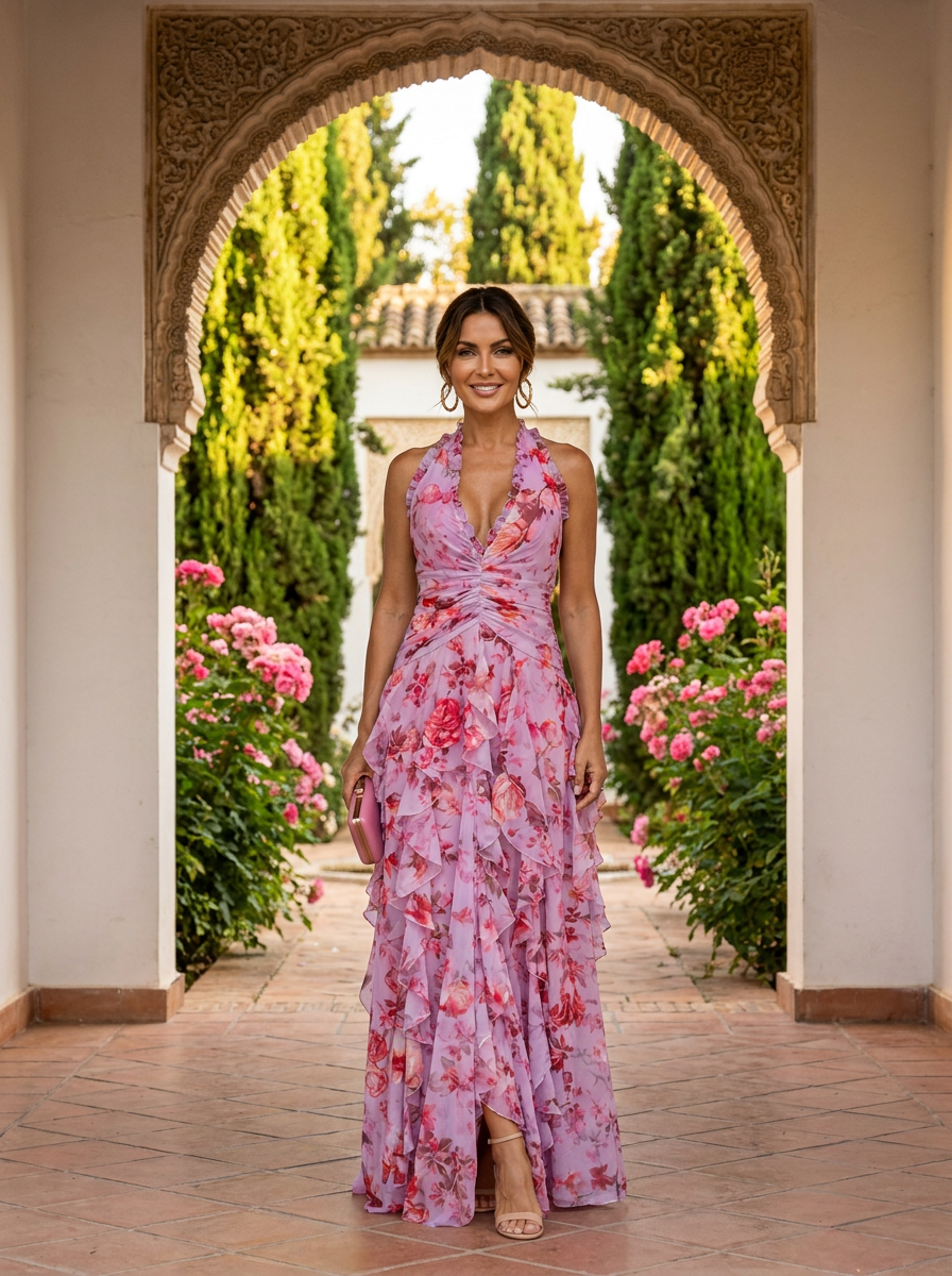 Robe longue élégante à col halter – Maison Claire et Sylvie