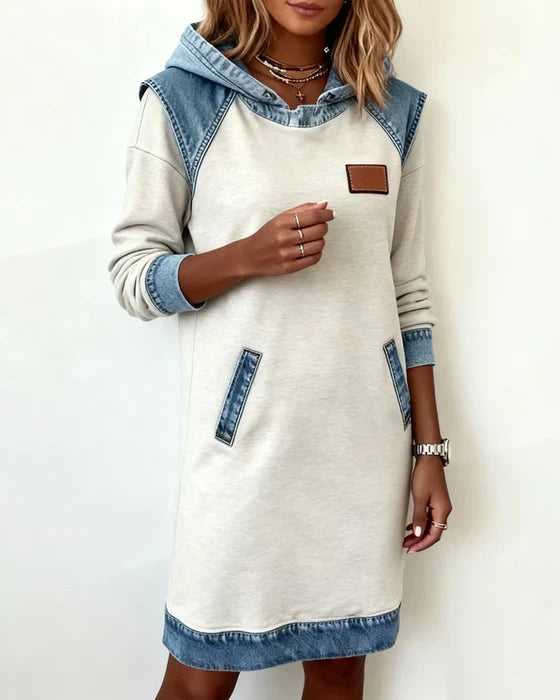 Alexa | Robe sweat à capuche confortable avec contraste