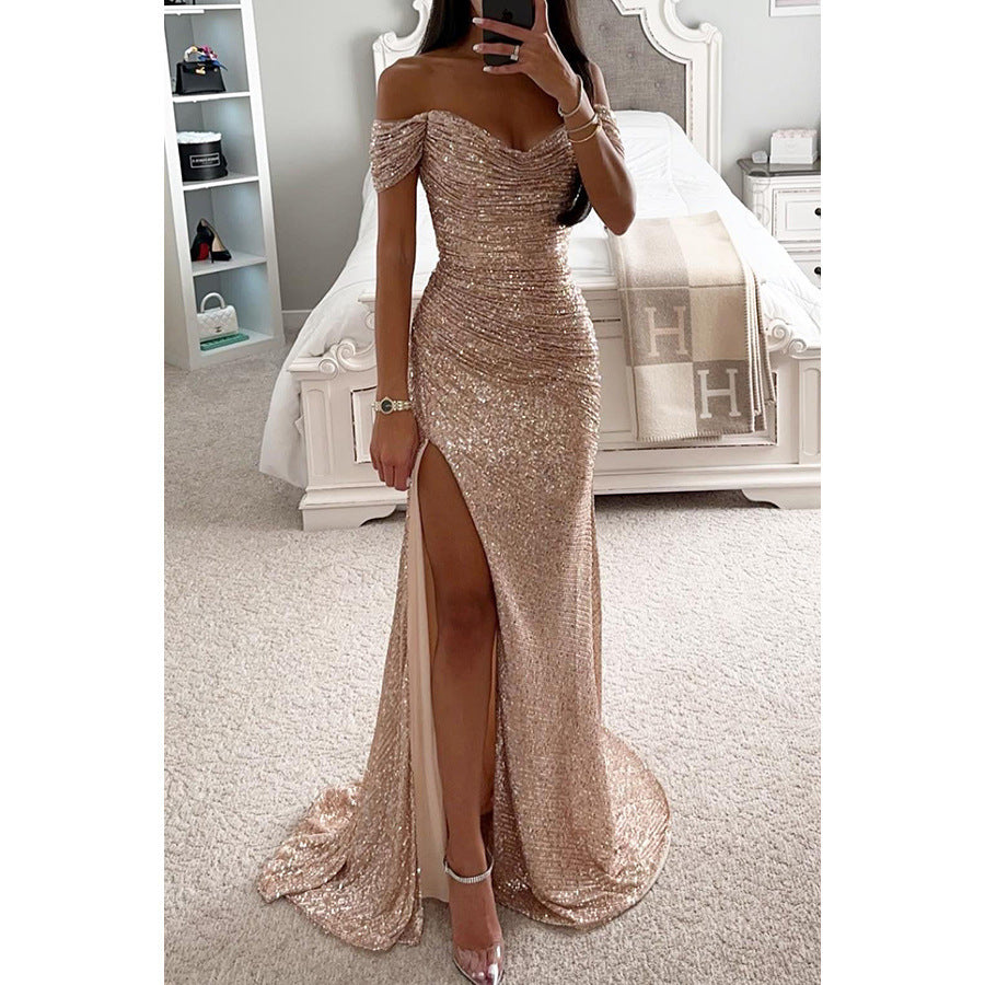 Zelia Gown — Wine Garnet Sequin