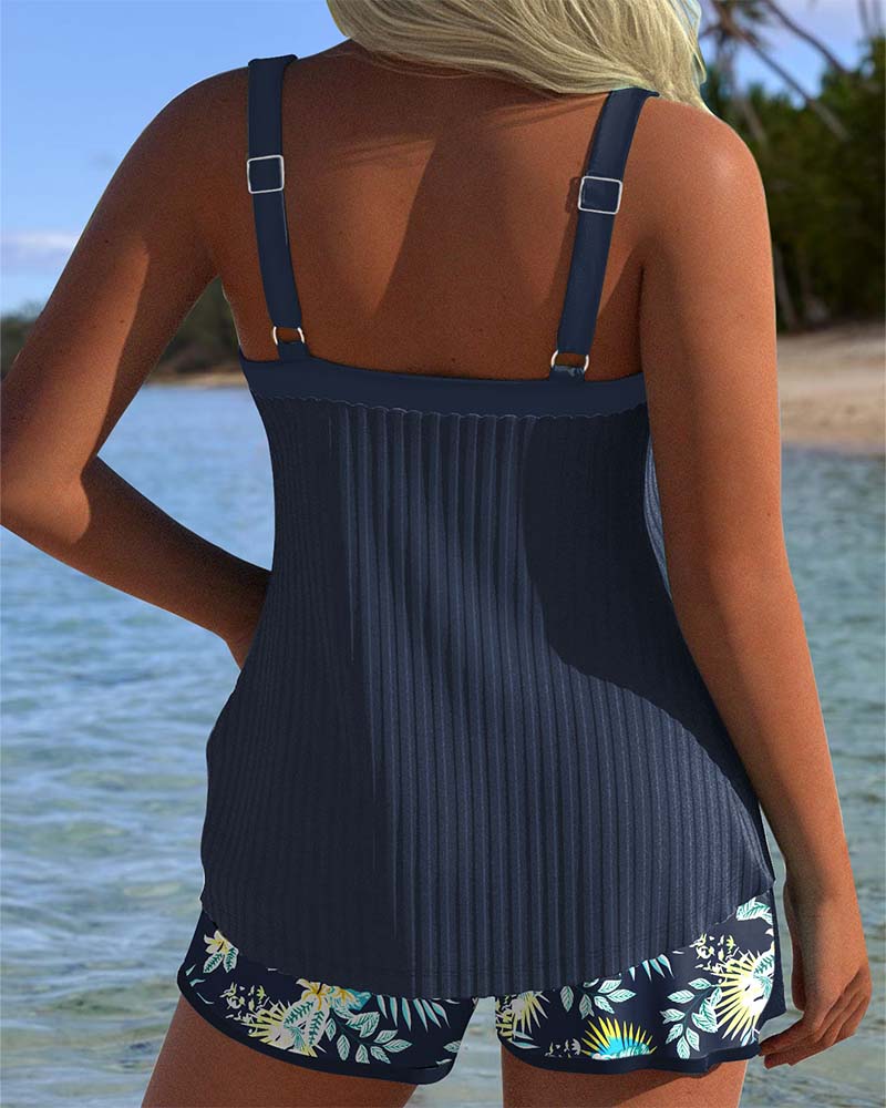 Laluna® | Short de plage deux pièces avec tankini rayé