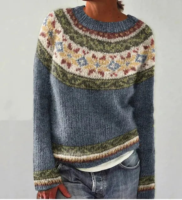 The Ylva Nordic Pullover — Cerulean Mosaic