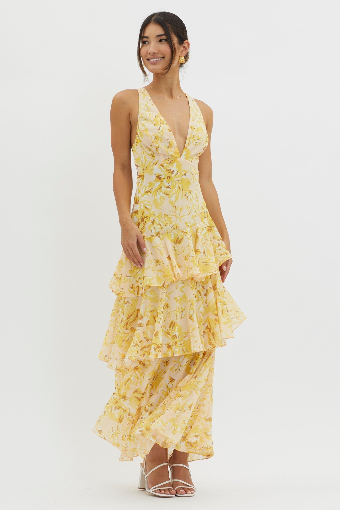 LISA | Robe Maxi avec Volants Floraux
