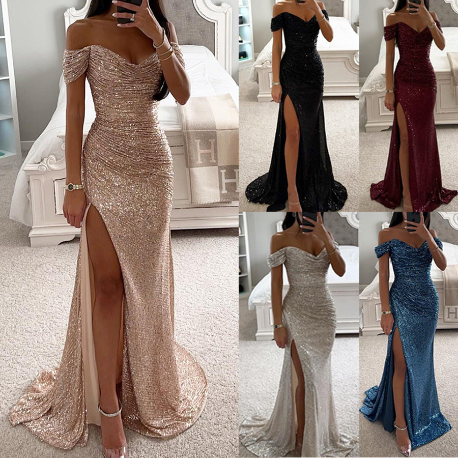 Zelia Gown — Wine Garnet Sequin