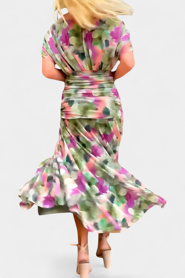 Florendra | Robe longue fleurie à col en V