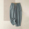 Pantalon Femme Bouddha Pierres Décontracté Uni en Coton et Lin à Cordon avec Poches