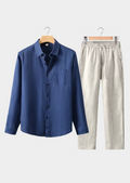 ENSEMBLE D'ÉTÉ MANCHES LONGUES DOLCEVITA – BEIGE/BLEU MARINE