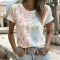 T-shirt floral et blocs de couleur