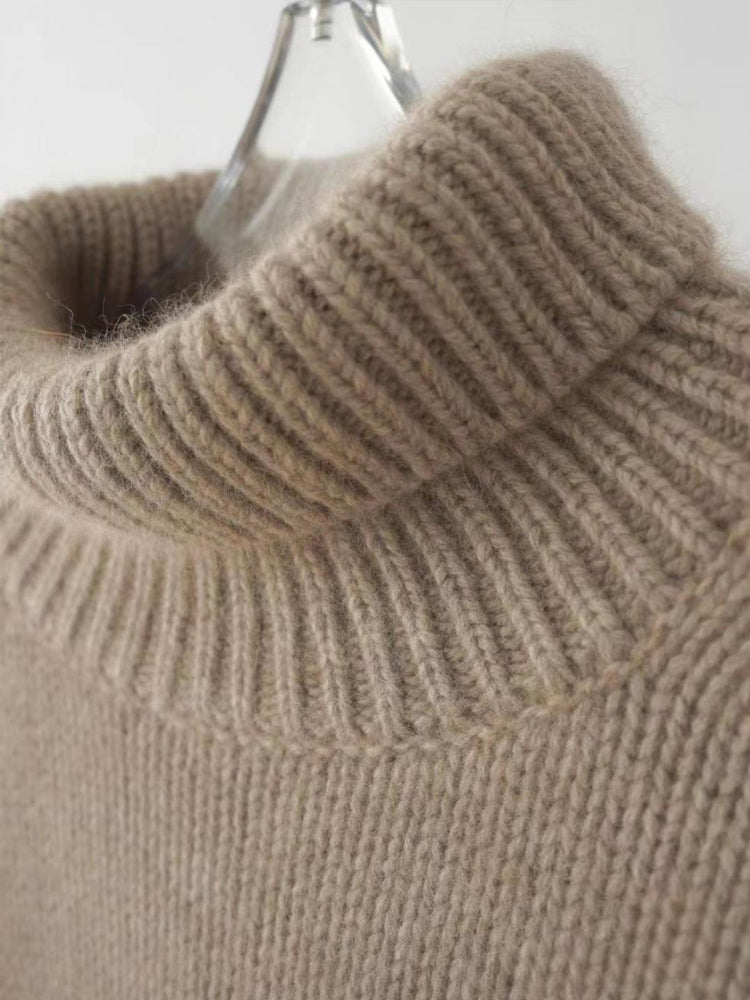 Olivera — Relaxed Turtleneck Knit in Sandstone