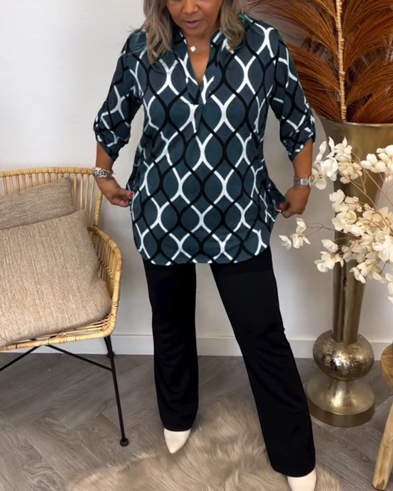 Liora Blouse — Moss Patterned Viscose