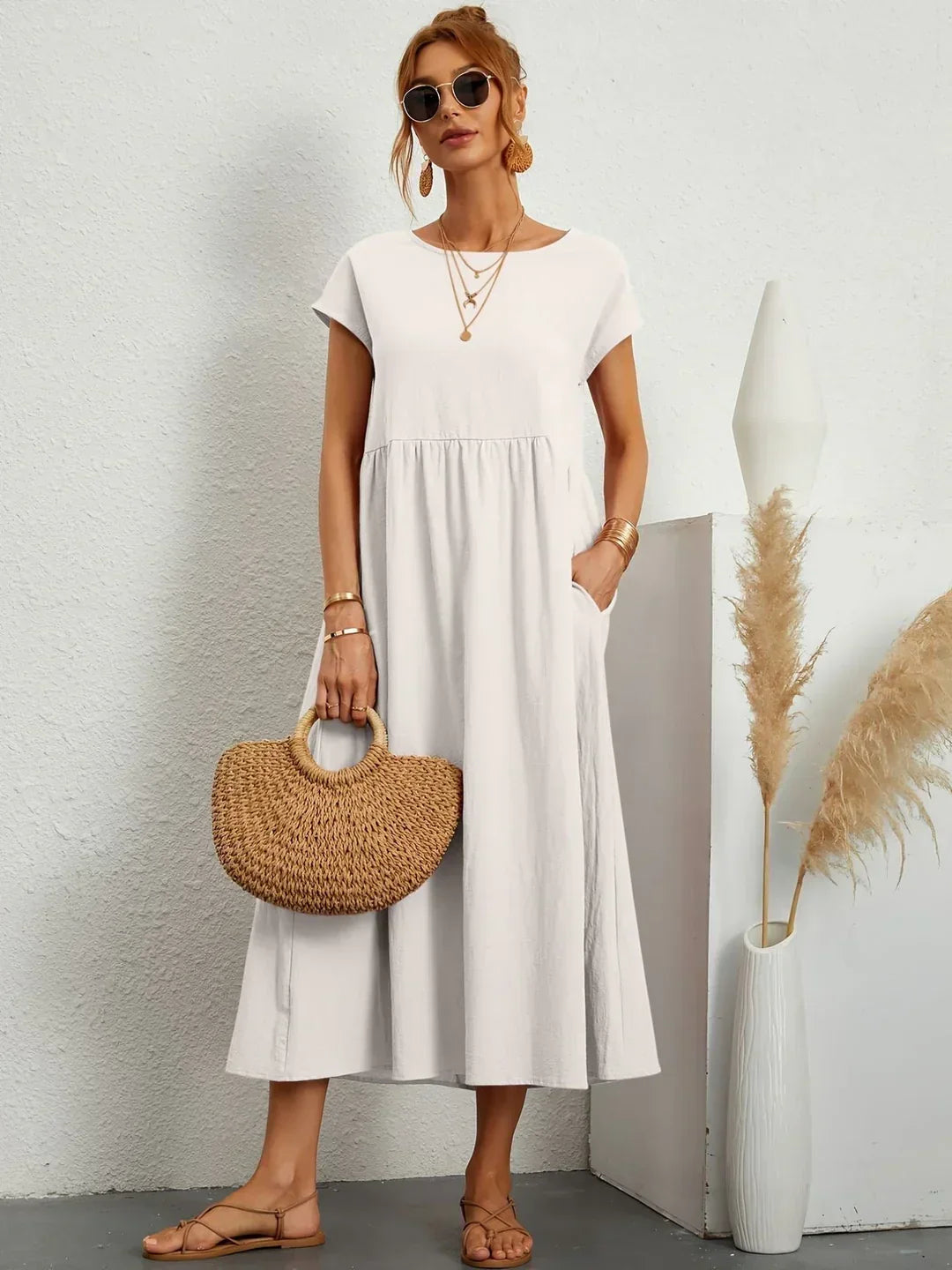 Gabrielle™ — Élégance intemporelle dans une robe midi fluide