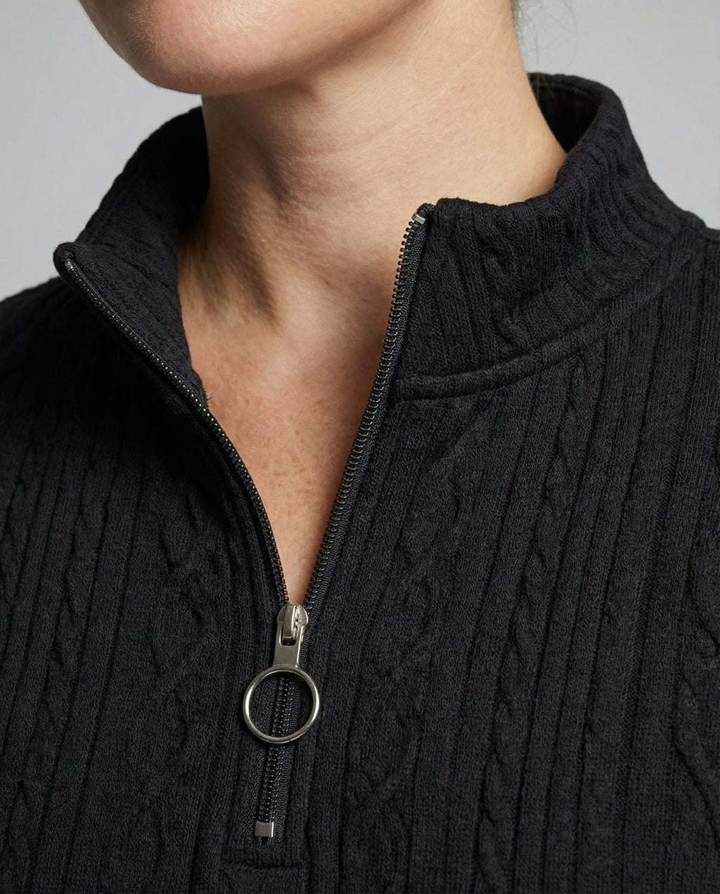 Anoushka Knit — Charcoal Zip Pullover