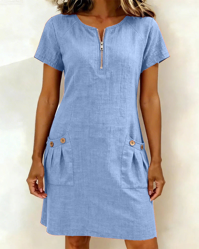 Bonnie™ | Robe en coton avec poches avant à fermeture éclair