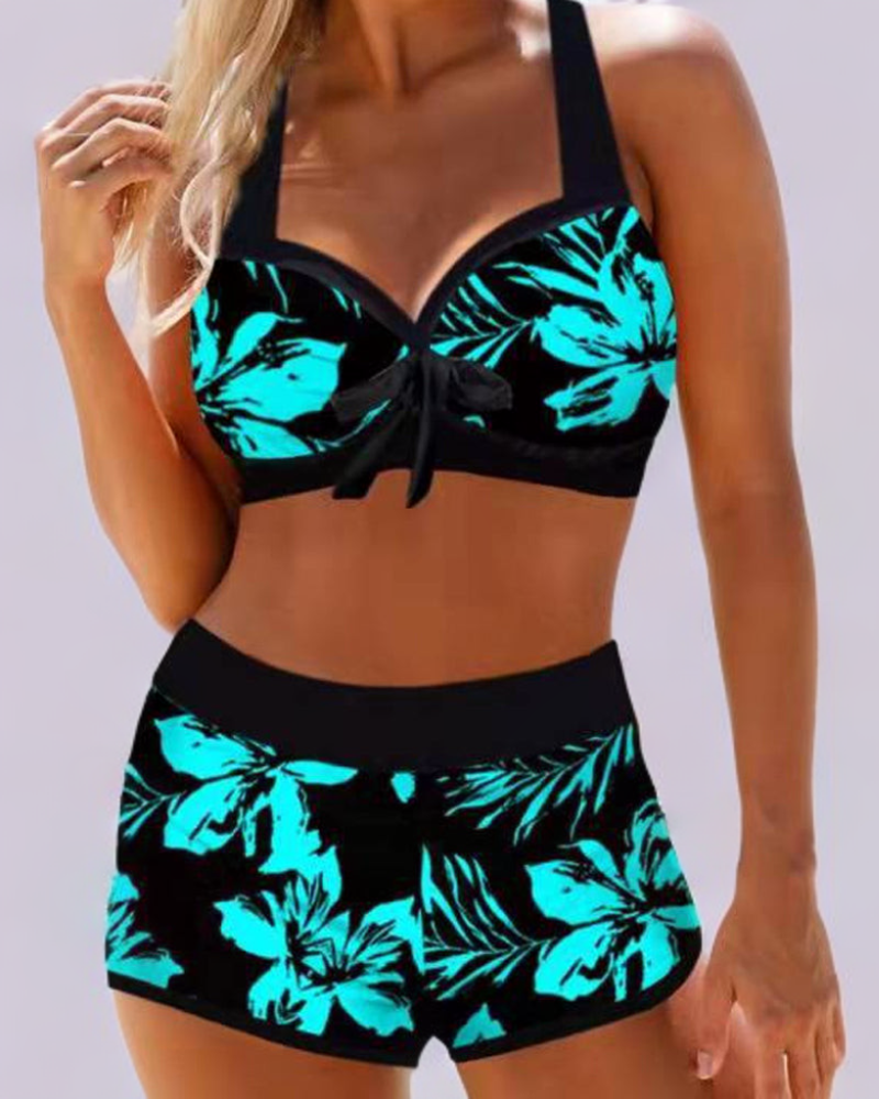 Sherrie – Maillot de bain taille haute à motif floral