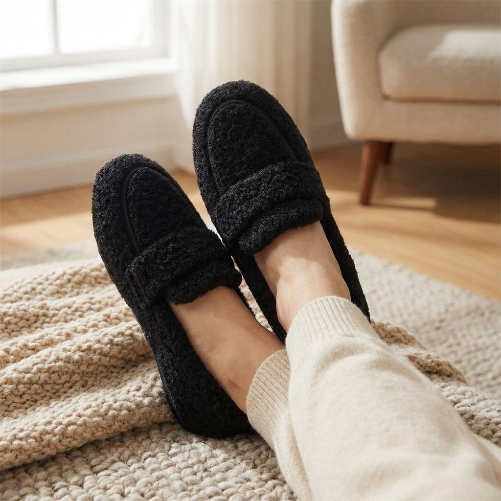 The Elara — Taupe Plush Moccasins
