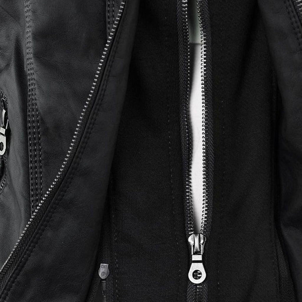 The Oren — Noir Hooded Leather Jacket