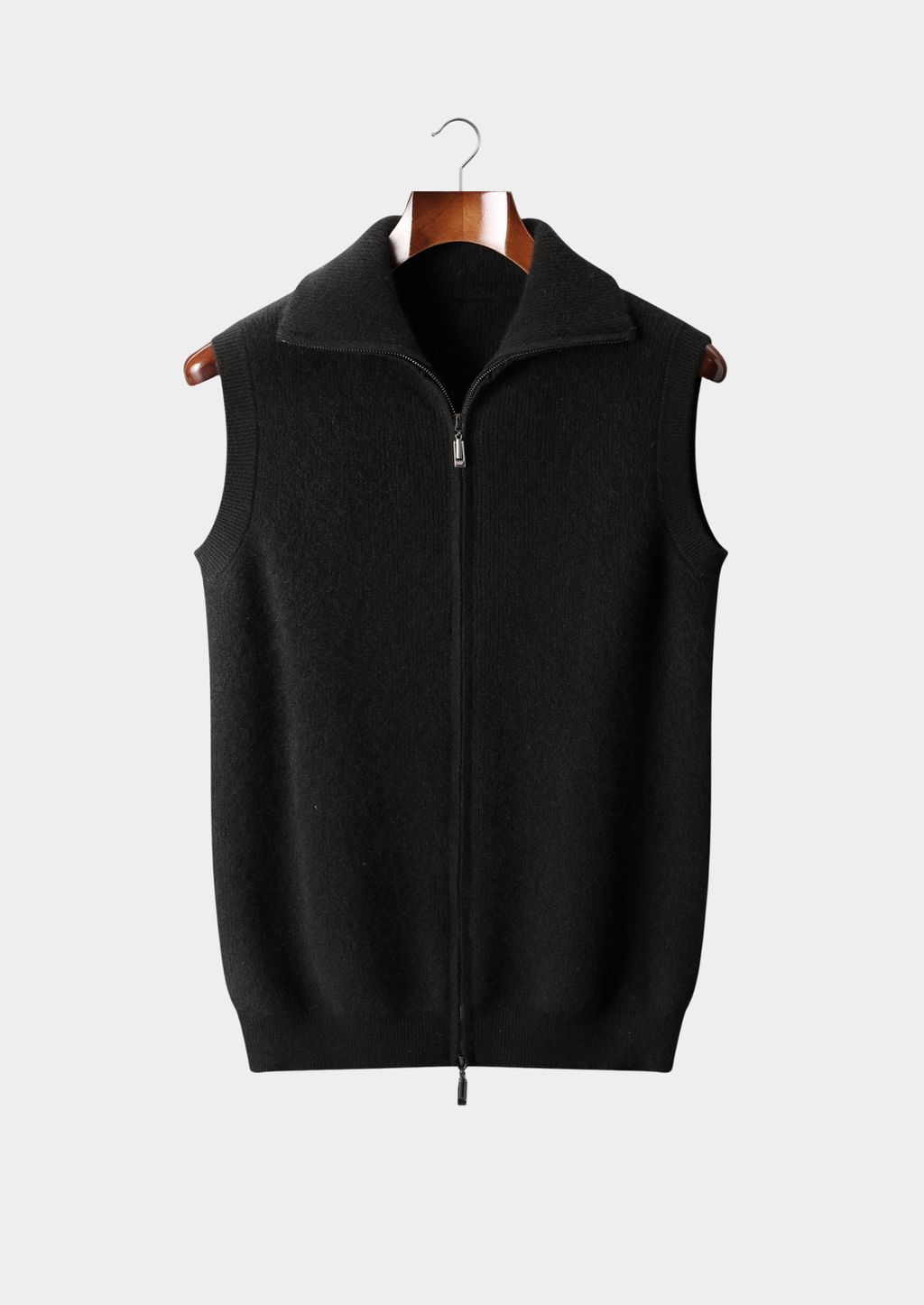 GILET NOIR CHAUD EN CACHEMIRE PUR