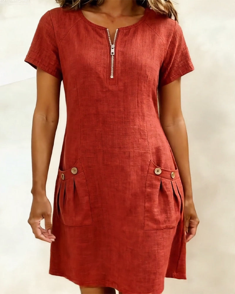 Bonnie™ | Robe en coton avec poches avant à fermeture éclair