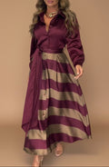 Mila™ - Robe longue rayée à bordure en dentelle