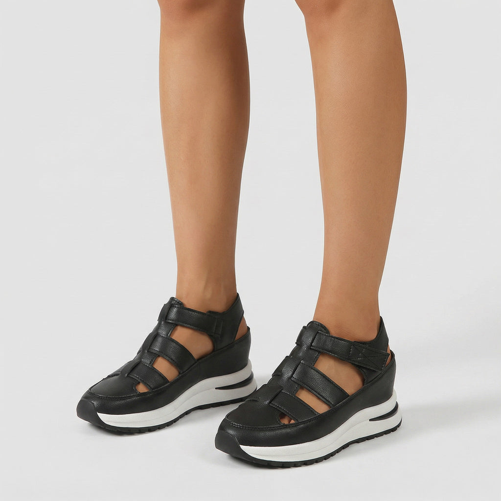 The Sia Platform — Onyx Velcro Sandals